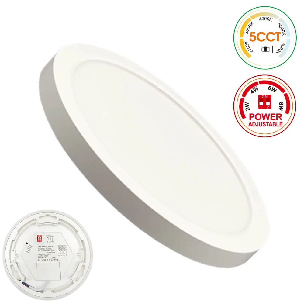 Ceiling Light + LED Downlight - Circular - BONN White - Adjustable Power 8W - 6W - 4W - 2W - 5CCT - SMD2835 140Lm/W - IP44