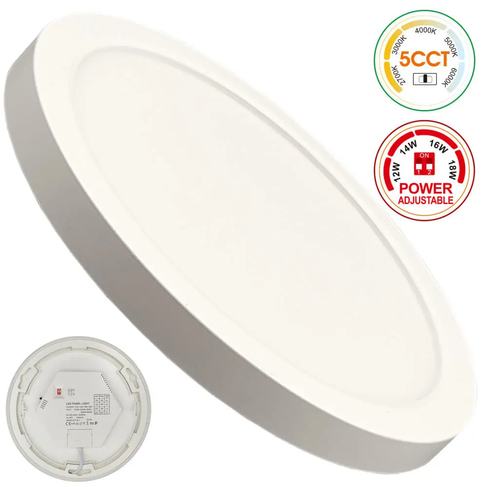 Ceiling Light + LED Downlight - Circular - BONN White - Adjustable Power 18W - 16W - 14W - 12W - 5CCT - SMD2835 140Lm/W - IP44