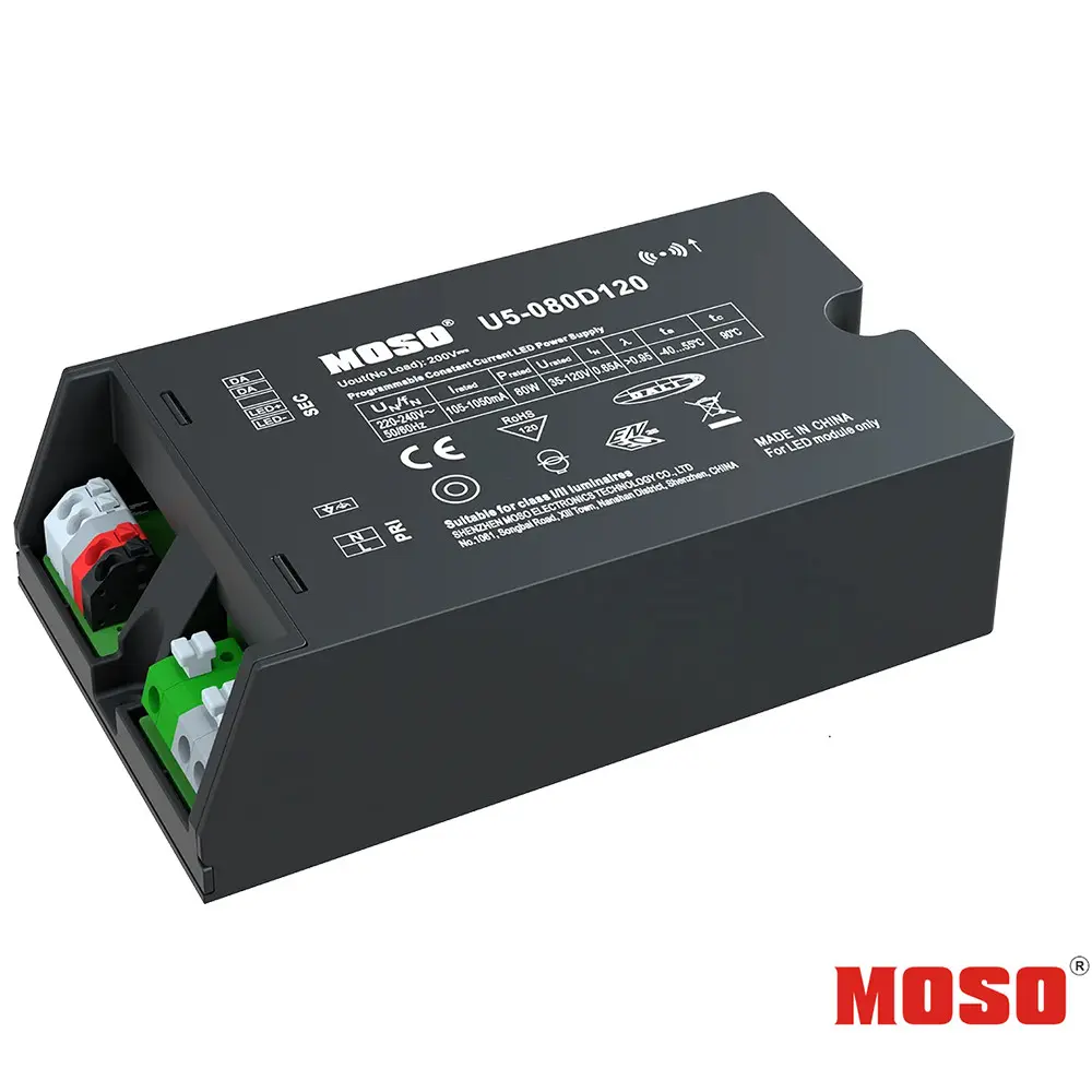 LED-Treiber MOSO 80W - Serie U5 - DALI-2 dimmbar und programmierbar - ENEC25 - 5 Jahre Garantie