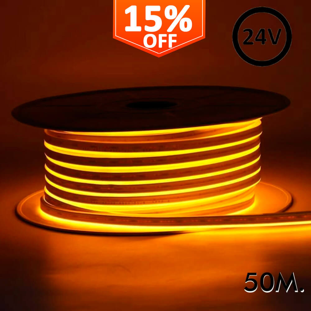 Flexible LED Neon 24V - 13W/m - 50m Roll - 6x12mm - Orange