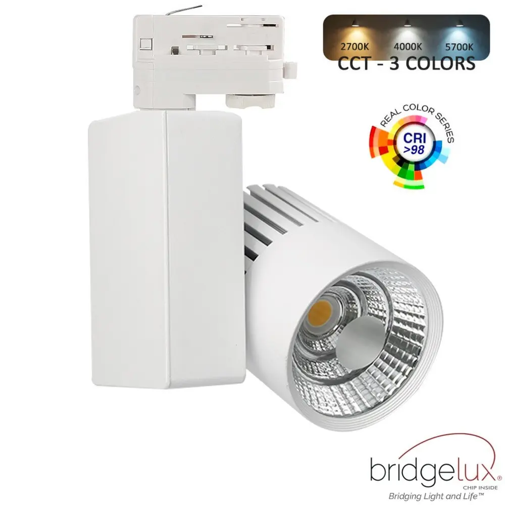 LED Spotlight 40W GRAZ White Bridgelux Chip 3CCT - 3-Phase Track - 4400Lm - CRI +98