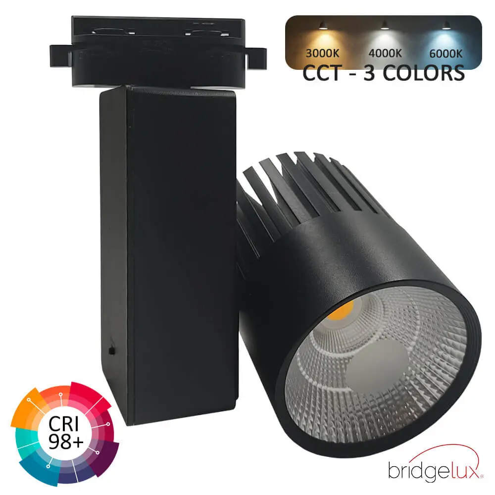 LED Spotlight 40W GRAZ Black BRIDGELUX Chip Single-Phase Track CRI +98 - CCT