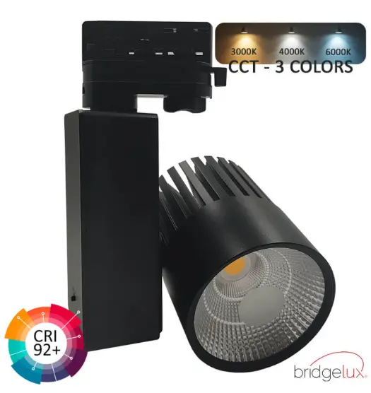 LED Spotlight 40W GRAZ Black BRIDGELUX Chip 3-Phase Track CRI+92 - 3CCT