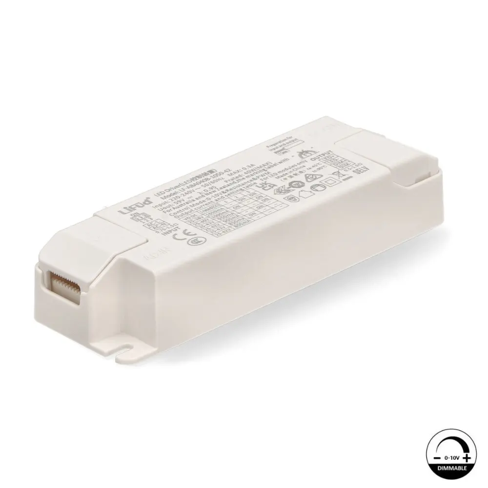 Driver Lifud - Dimable 0-10V - Para luminarias LED de hasta 40W - No Flick - Salida 25-42V DC 800-1050mA