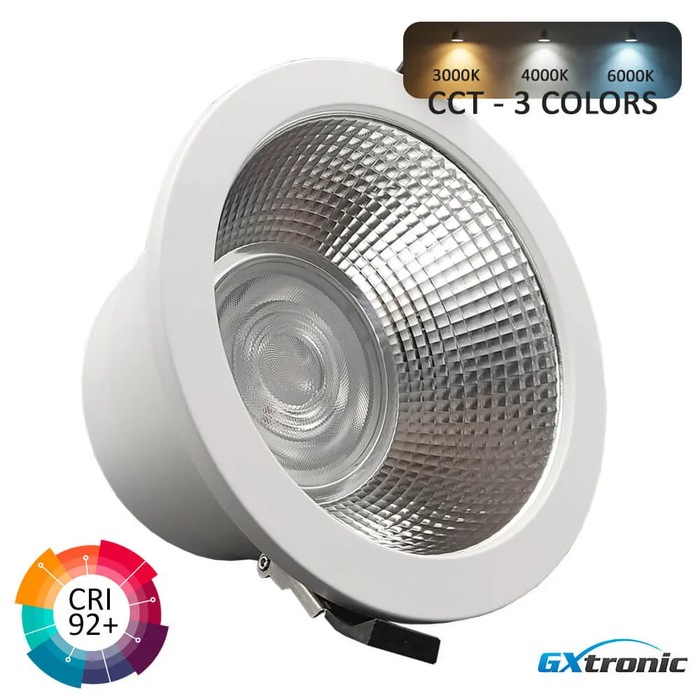 Circular LED Downlight 30W GXtronic | 3CCT | CRI+92 | IP65 | Cutout Ø145mm