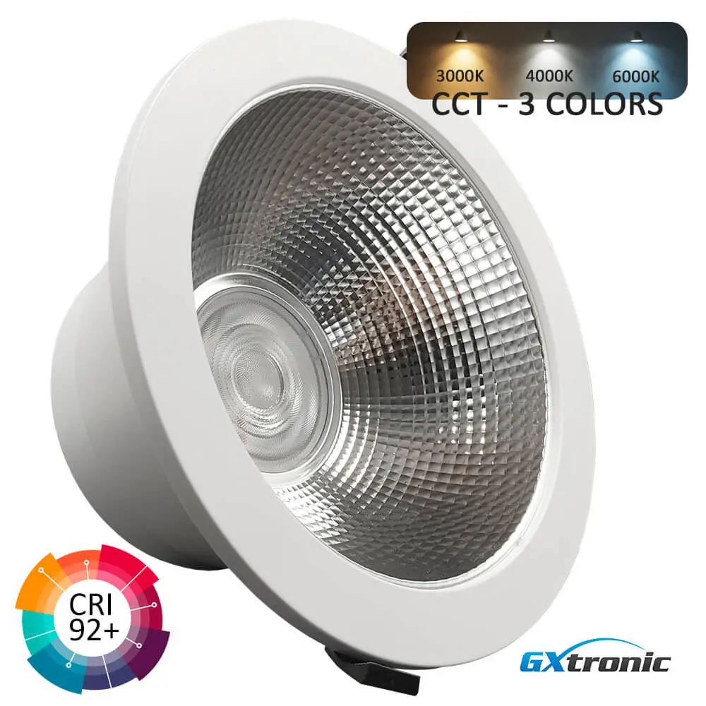 Circular LED Downlight 60W GXtronic | 3CCT | CRI+92 | IP65 | Cutout Ø205mm
