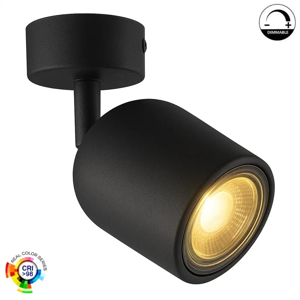 Aplique LED 8W Orientable | LEIDEN NEGRO | Regulable TRIAC | 24º | CRI+98