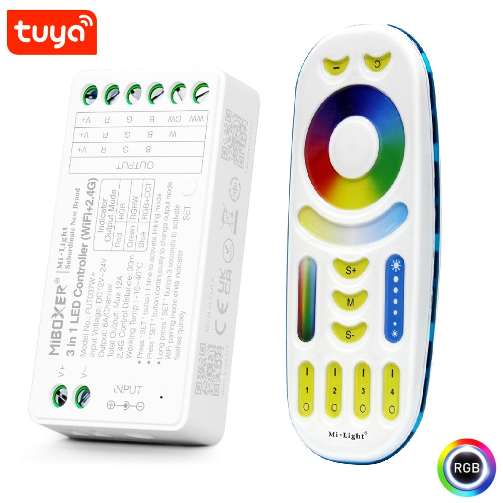 Pack WiFi LED Controller 3-in-1 RGB + RGBW + RGBCCT - 12-24V + Remote Control - 2.4GHz