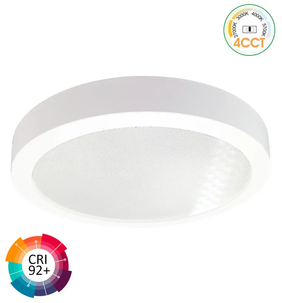 Surface Mount Circular LED Ceiling Light 24W | 4CCT | UGR19 | SMD2835 140Lm/W | CRI92