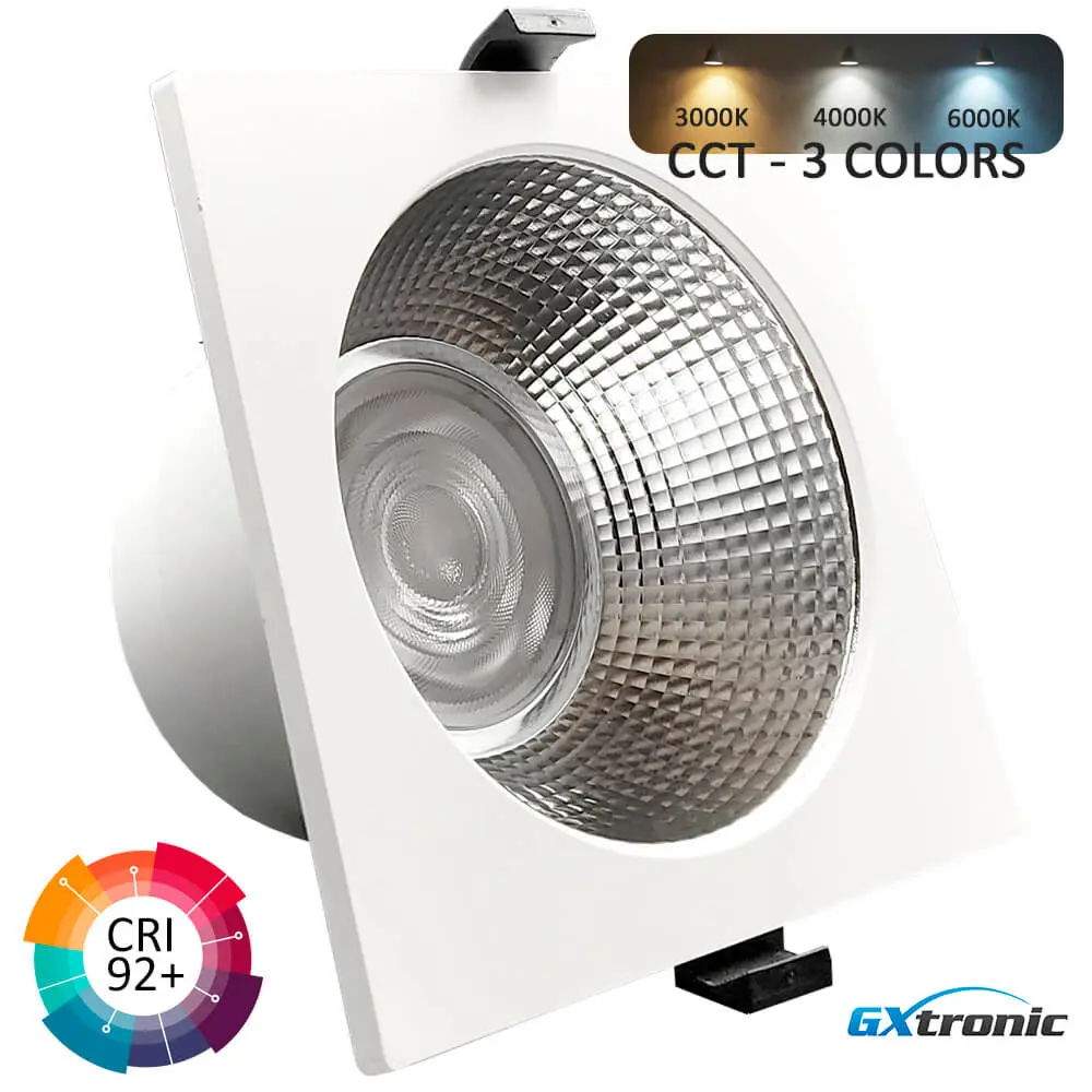 Square LED Downlight 60W GXtronic | 3CCT | CRI+92 | IP65 | Cutout Ø205mm