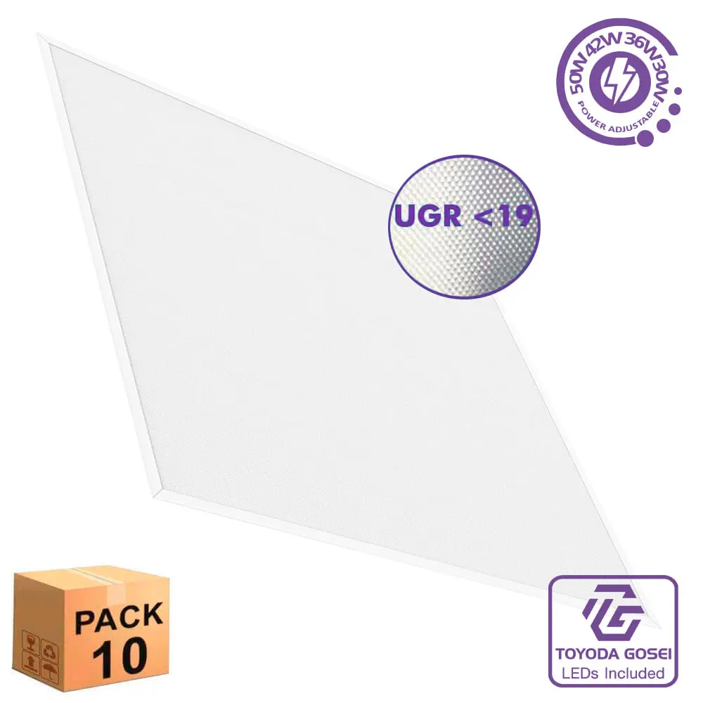 PACK10 LED Panel 60x60 50W | SMD3030 TOYODA GOSEI | HIGH LUMEN 145Lm/W | UGR19 | 7-year Warranty