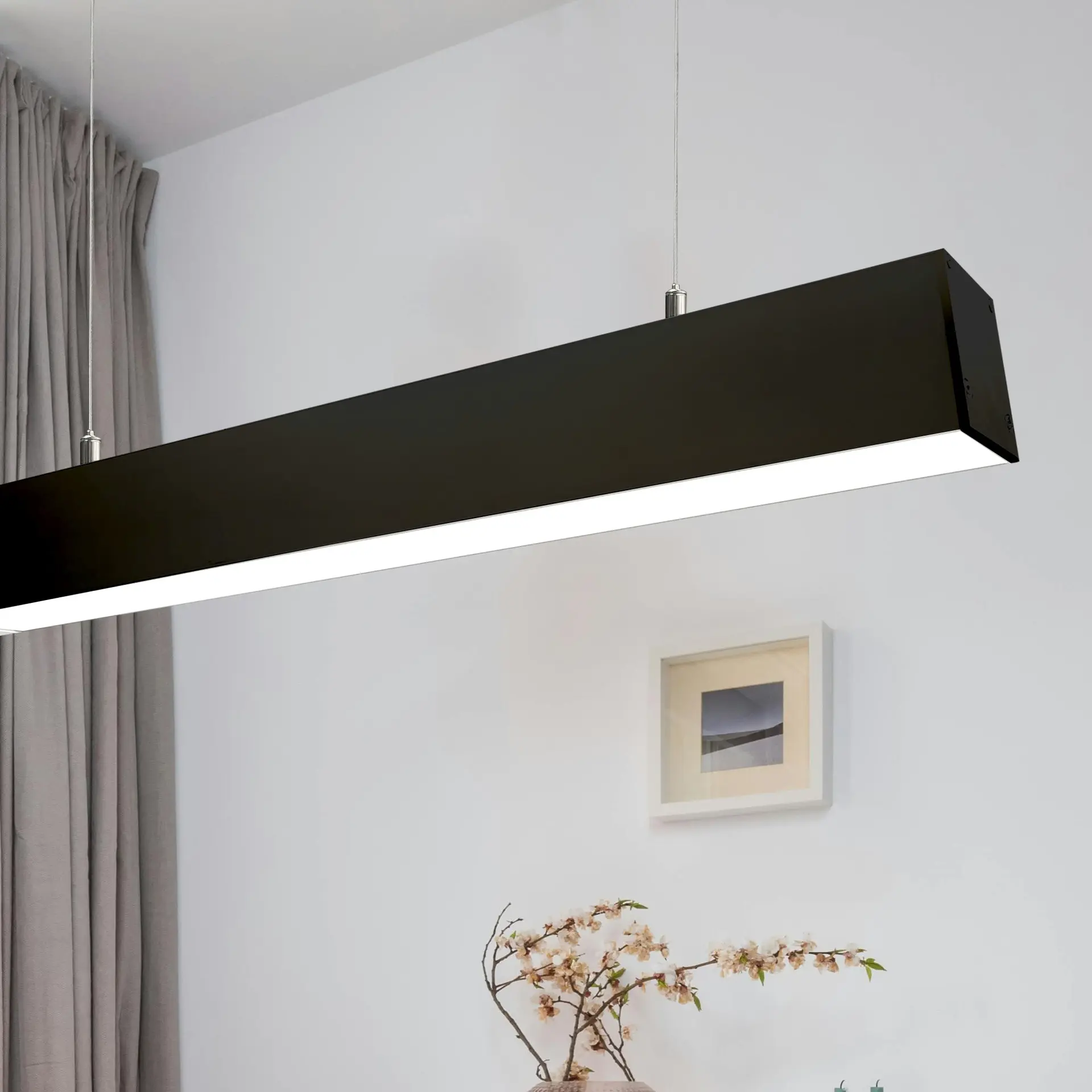Linear LED Pendant Lamp | NEXUS LINE | Osram Driver ON/OFF - DALI - 0-10V - TRIAC | Black