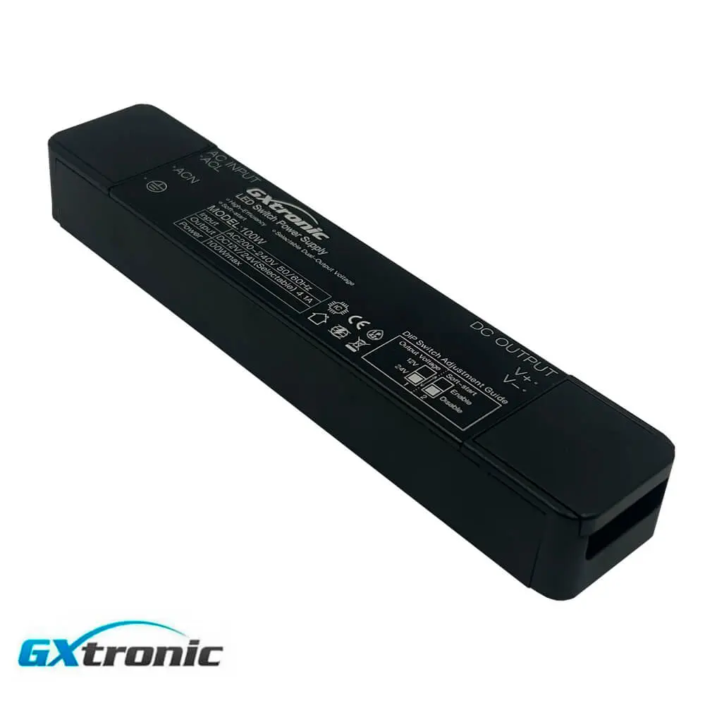 Fuente de Alimentación Slim GXtronic 100W | Salida Dual Seleccionable 12V/24VDC | IP42 | 4,1A 