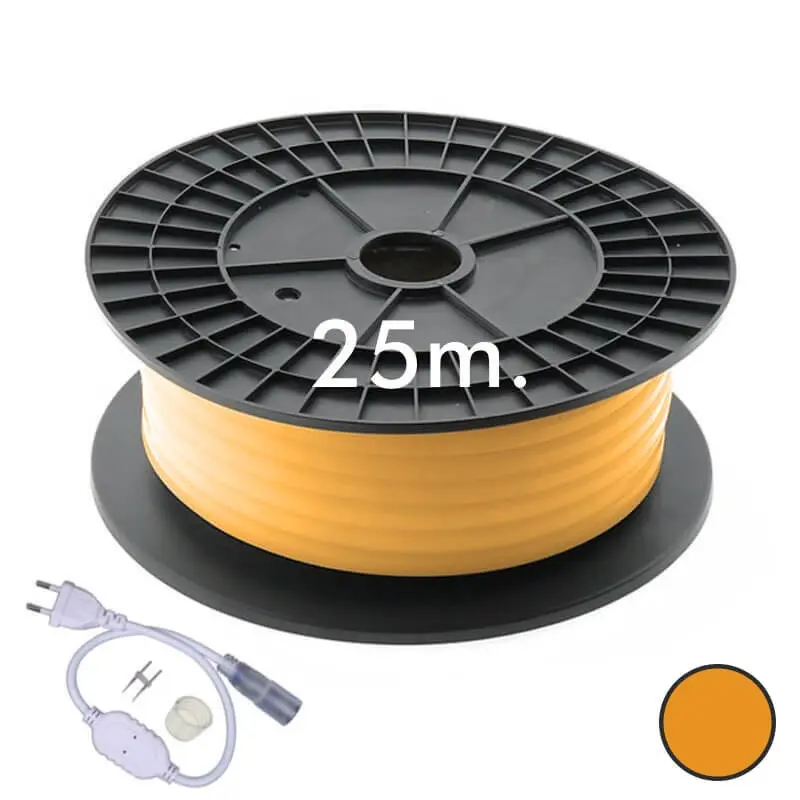 Neón LED CIRCULAR Flexible 220V Bobina 25m 16mm - 7W/m - Naranja