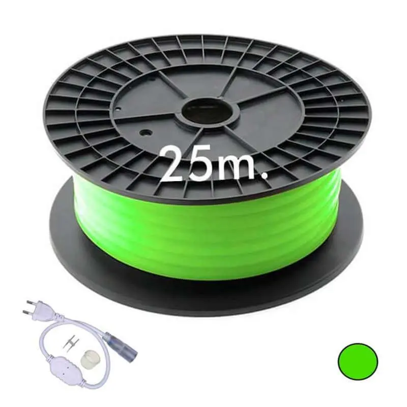 Neón LED CIRCULAR Flexible 220V Bobina 25m 16mm - 7W/m - Verde