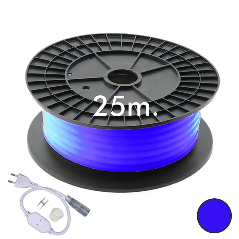 Neón LED CIRCULAR Flexible 220V Bobina 25m 16mm - 7W/m - Azul