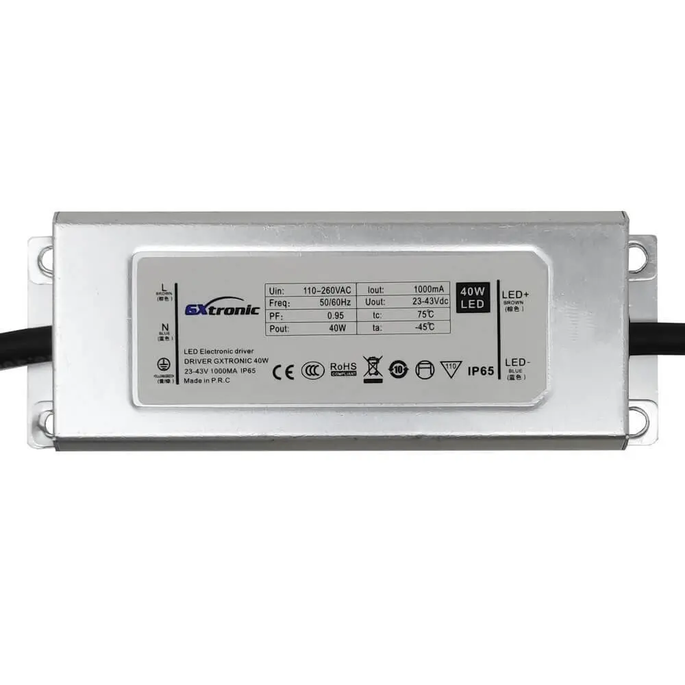 Driver LED 40W GXtronic IP65 para Luminarias LED | DC23-43V 1000mA