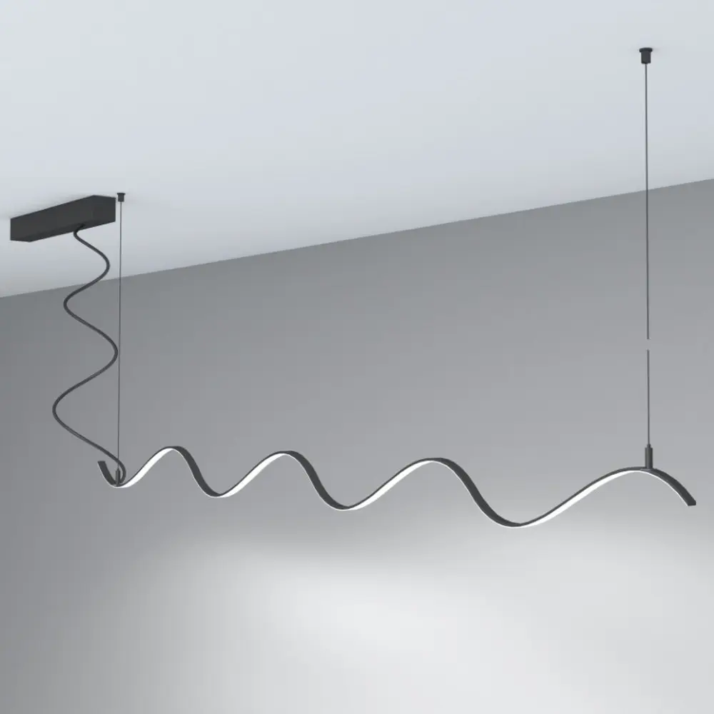 Linear Lamp Pendant LED - MILANO SLIM BLACK CURVES - 0.5m - 1m - 1.5m - 2m - IP20