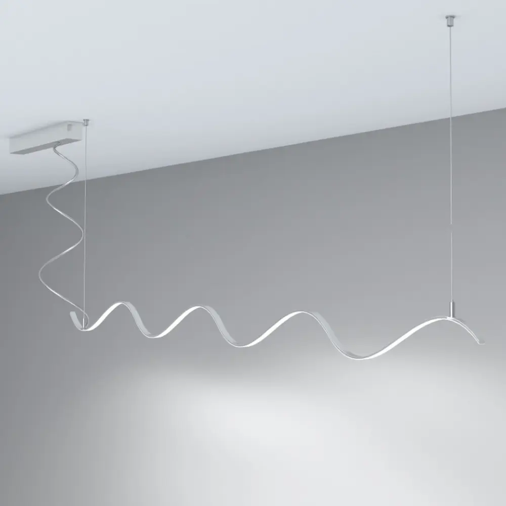 Linear Lamp Pendant LED - MILANO SLIM SILVER CURVES - 0.5m - 1m - 1.5m - 2m - IP20