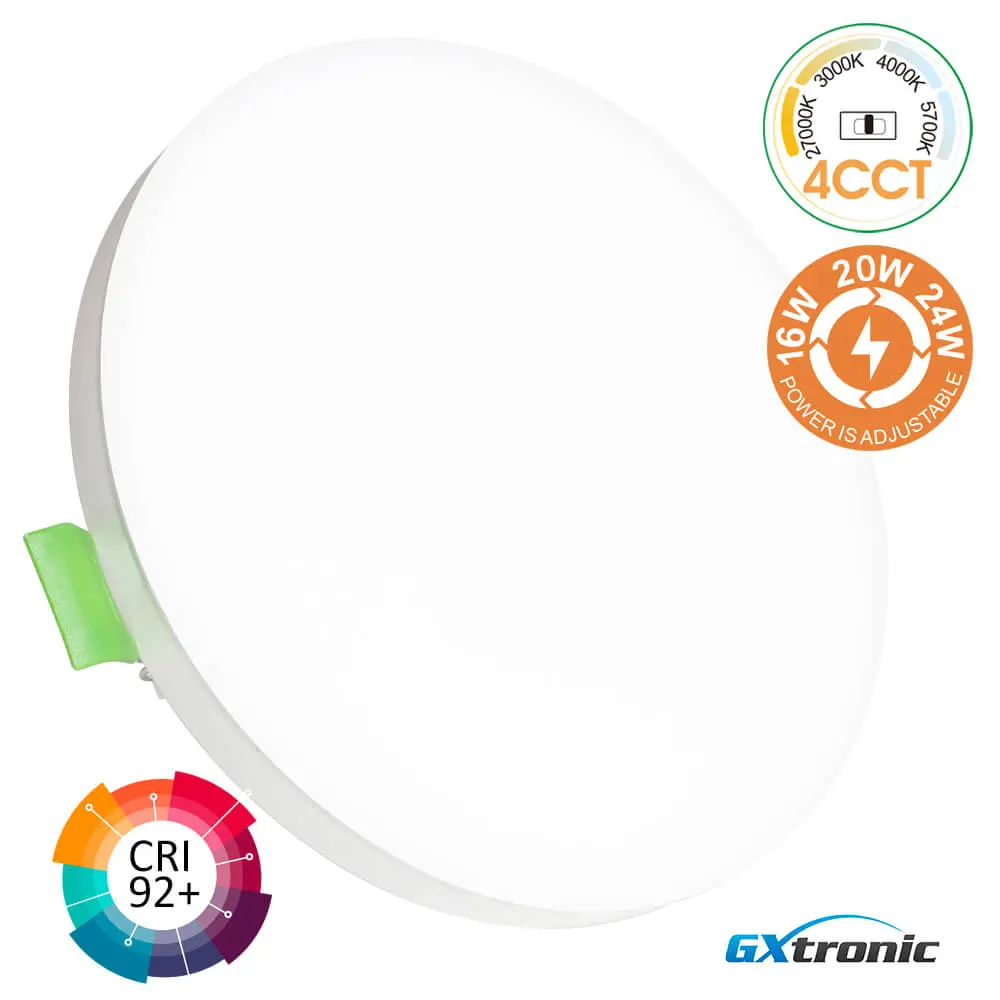 Circular LED Downlight 16W 20W 24W Frameless 4CCT | Adjustable 80-190mm | White | CRI92 
