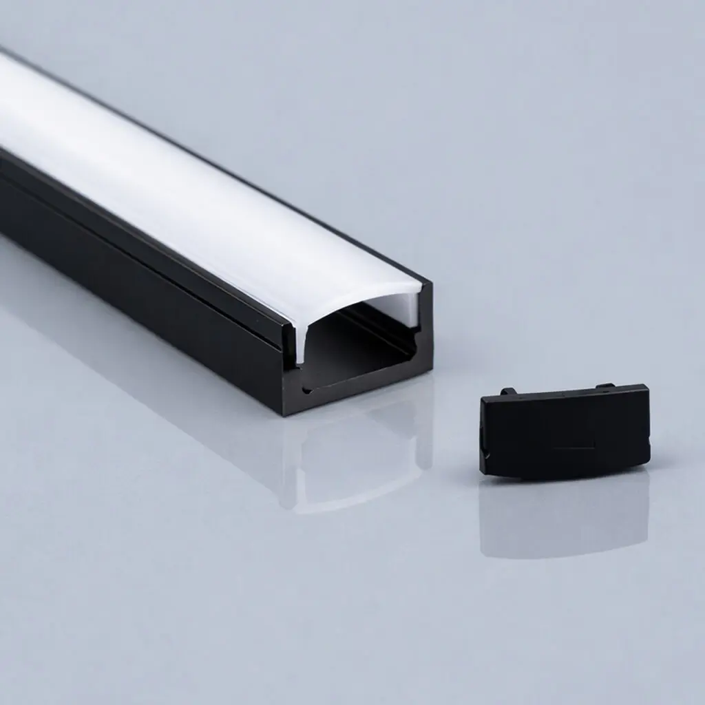 Black Aluminum Profile 2 meters Surface Mount | for LED Strips | 17mm x 7.8mm