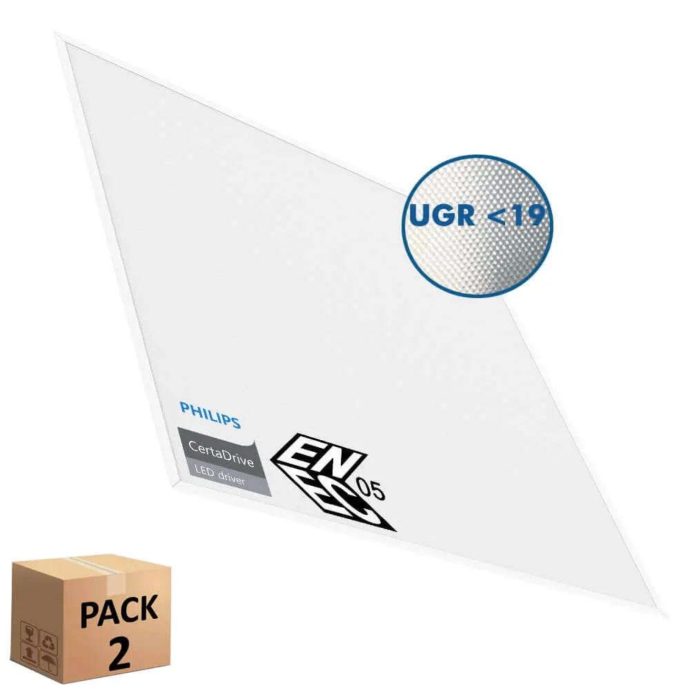 Pack LED Panel 60x60 40W 4380Lm UGR19 | Philips Driver 5-year Warranty
