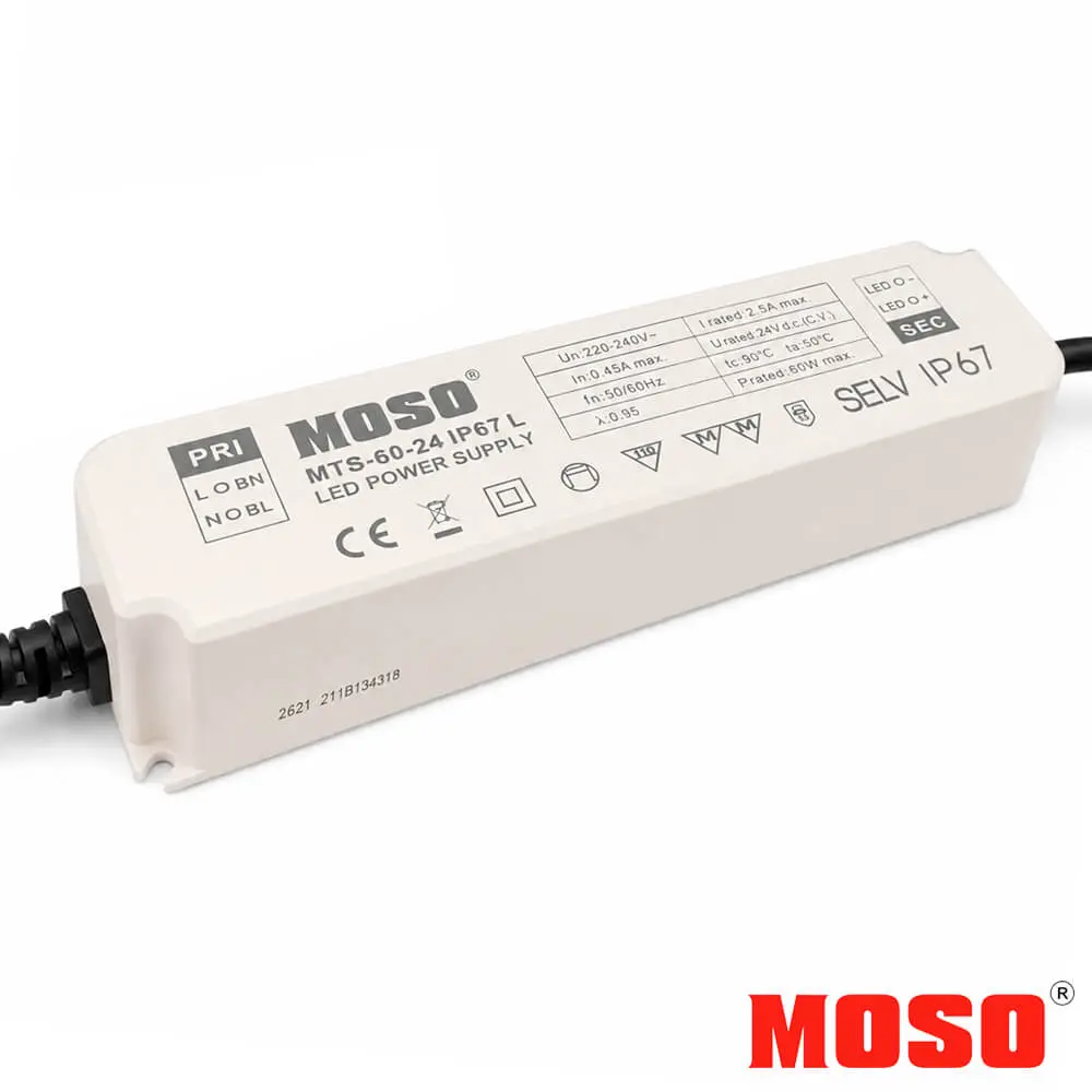 MOSO LED-Netzteil 24VDC 60W IP67 Konstantspannung Serie MTS | Flimmerfrei