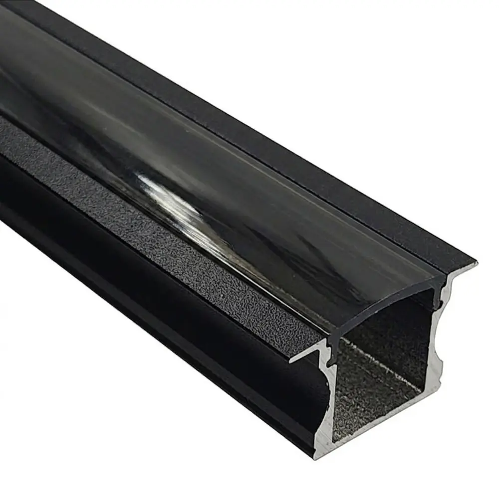 Recessed Aluminum Profile Black 2 meters Black Cover | for LED Strips