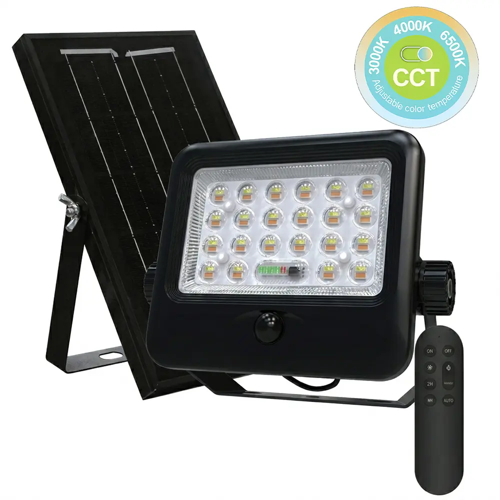 EcoLite Solar LED Floodlight 100W 3200Lm 3CCT | PIR Sensor + Remote Control | IP65