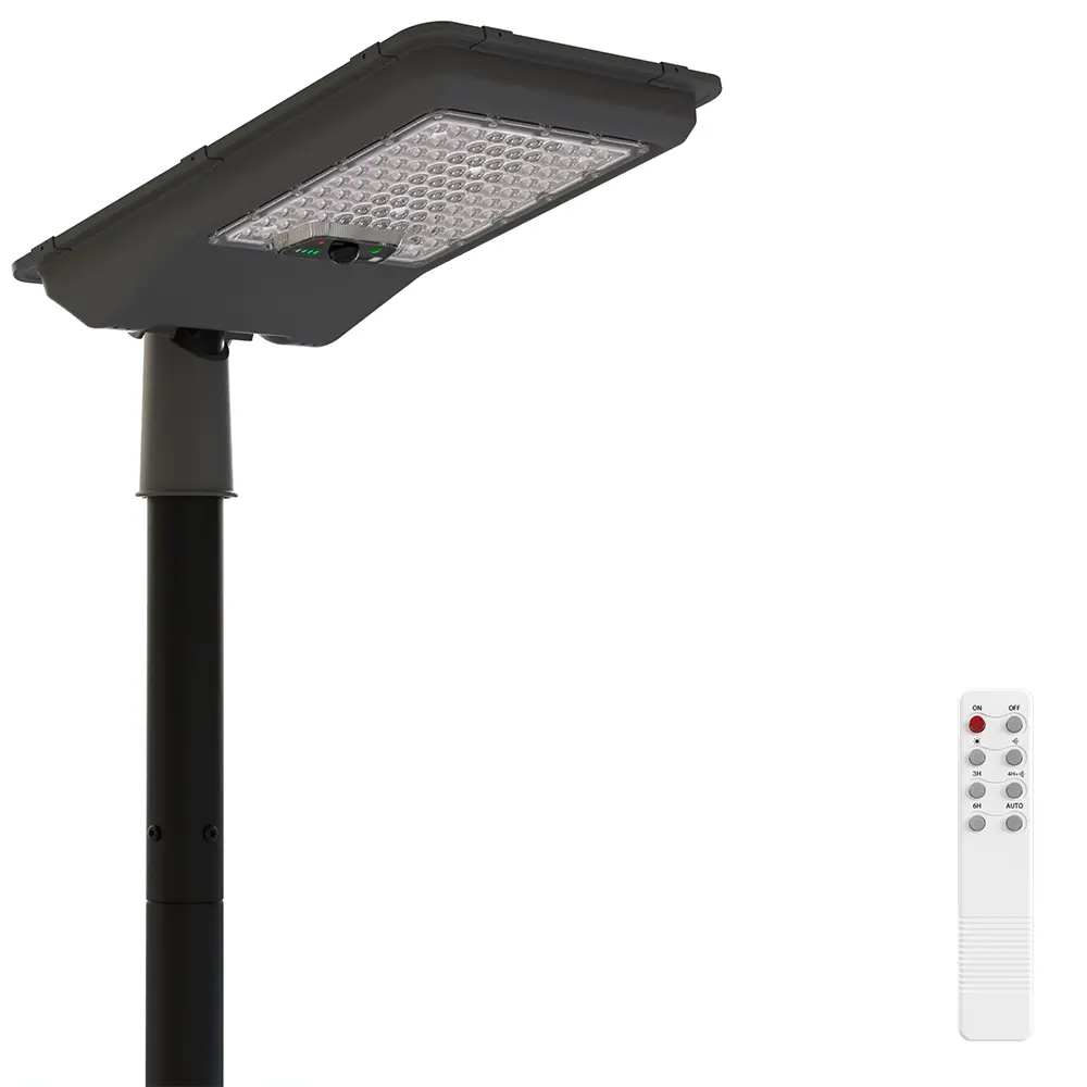 Solar LED Street Light Kit EcoSun 240 4800Lm | PIR Sensor + Remote Control + 2.5m Aluminum Pole | 6500K 