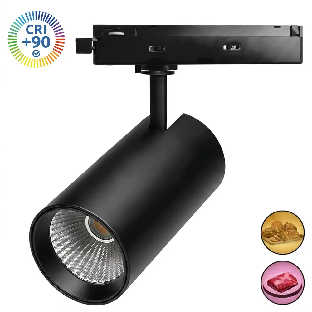 NEW MAYA Single-Phase Track LED Spotlight 28W-40W Bridgelux CRI+92 No Flicker | Bread & Meat Lighting | Black