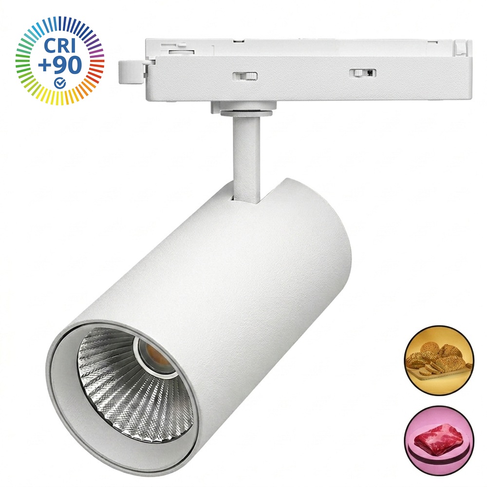 NEW MAYA Single-Phase Track LED Spotlight 28W-40W Bridgelux CRI+92 No Flicker | Bread & Meat Lighting | White