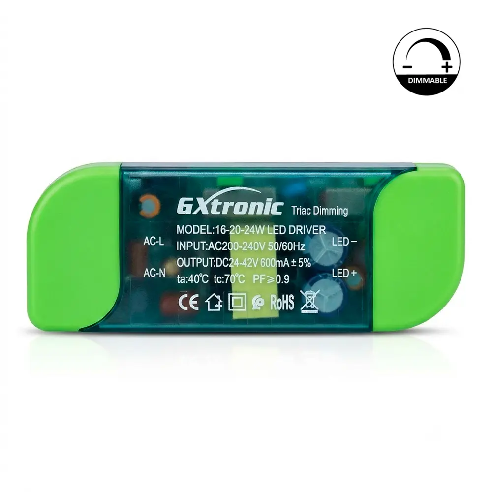 TRIAC LED Driver GXtronic 16-24W with Adjustable Wattage and CCT | 600mA 24-42V DC