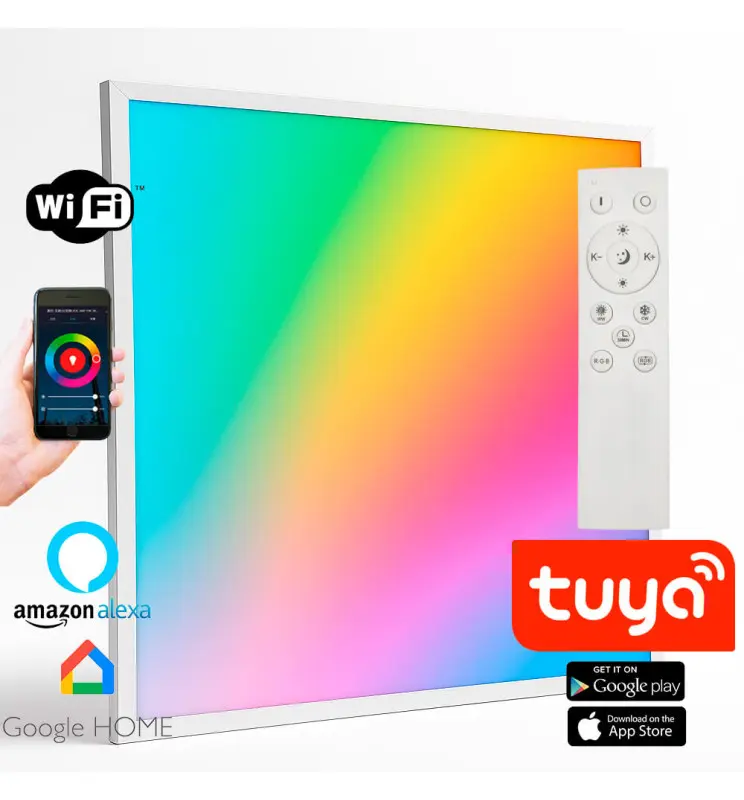 60x60 RGB+CCT LED Panel Pack 40W Smart WiFi 2.4GHz | Compatible with Tuya App, Alexa, Google Home & Remote Control