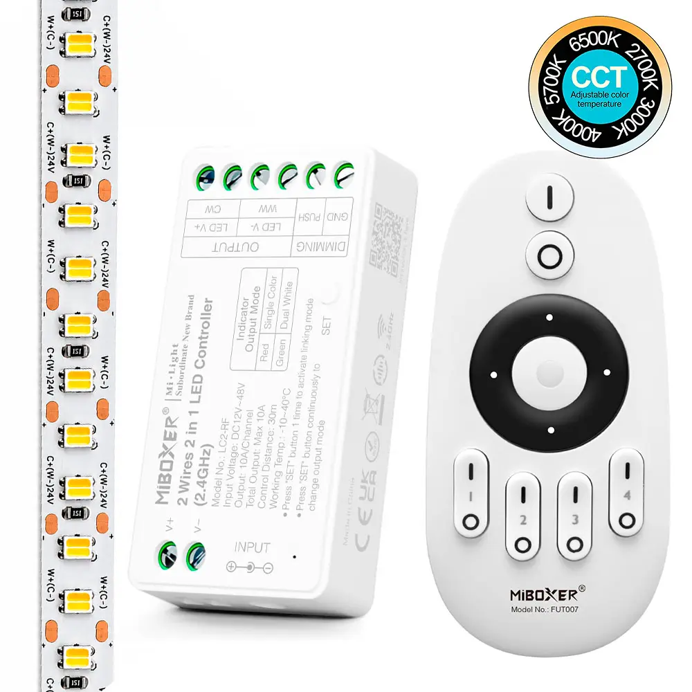 24V 20W/m 5CCT Free Cut LED Strip Kit 168 LED/m 5m | With Controller & RF 2.4GHz Remote Control