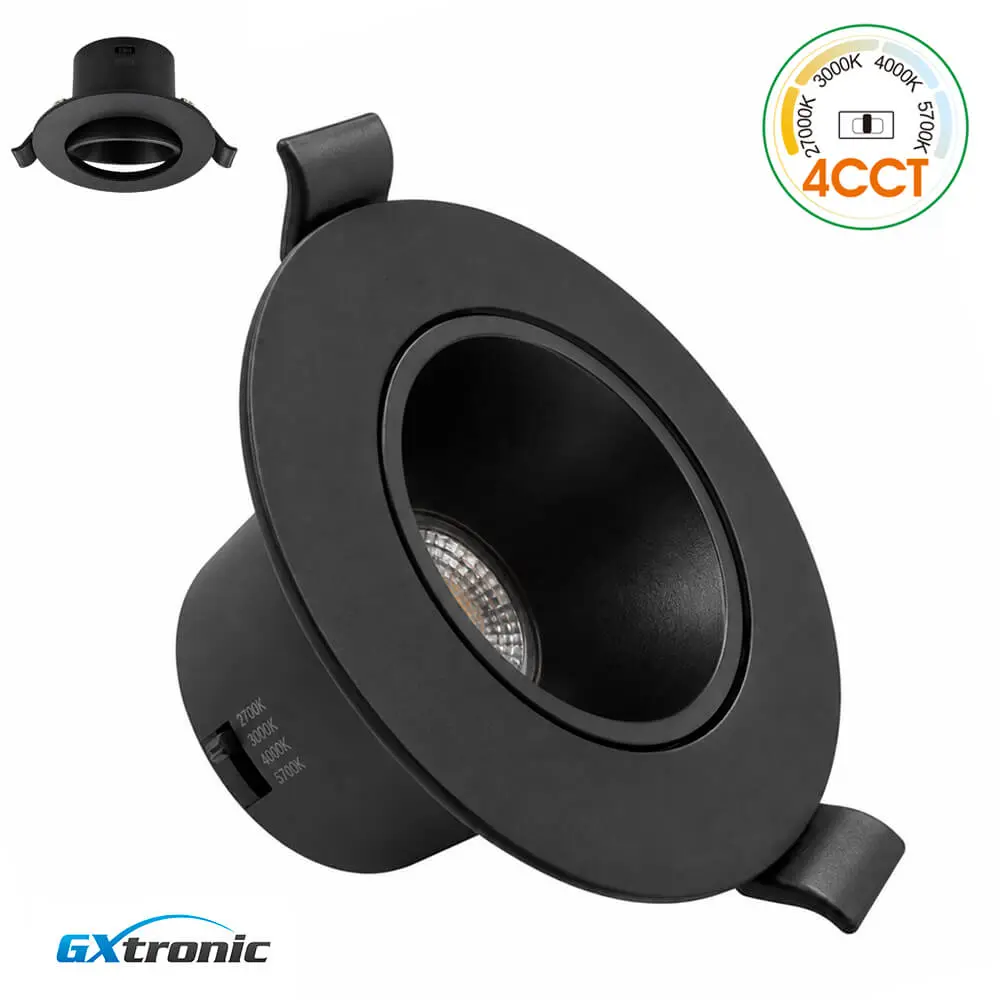 Circular LED Recessed Spotlight 7W 4CCT SMD2835 UGR<13 | 38° Black