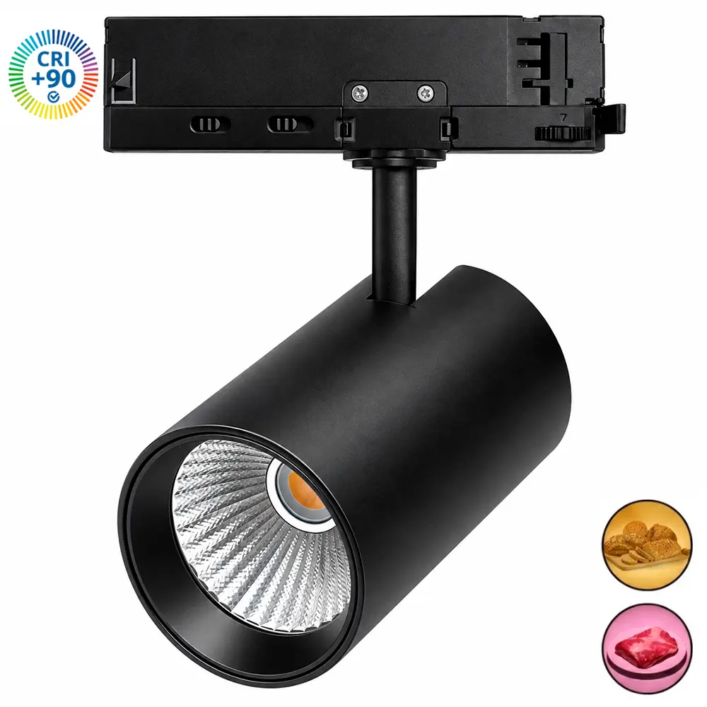 LED Track Light Three-Phase 30W-40W NEW MAYA CRI+92 Bridgelux | No Flicker | Bakery & Butcher Shop | Black