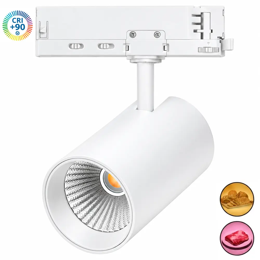 LED Track Light Three-Phase 30W-40W NEW MAYA CRI+92 Bridgelux | No Flicker | Bakery & Butcher Shop | White