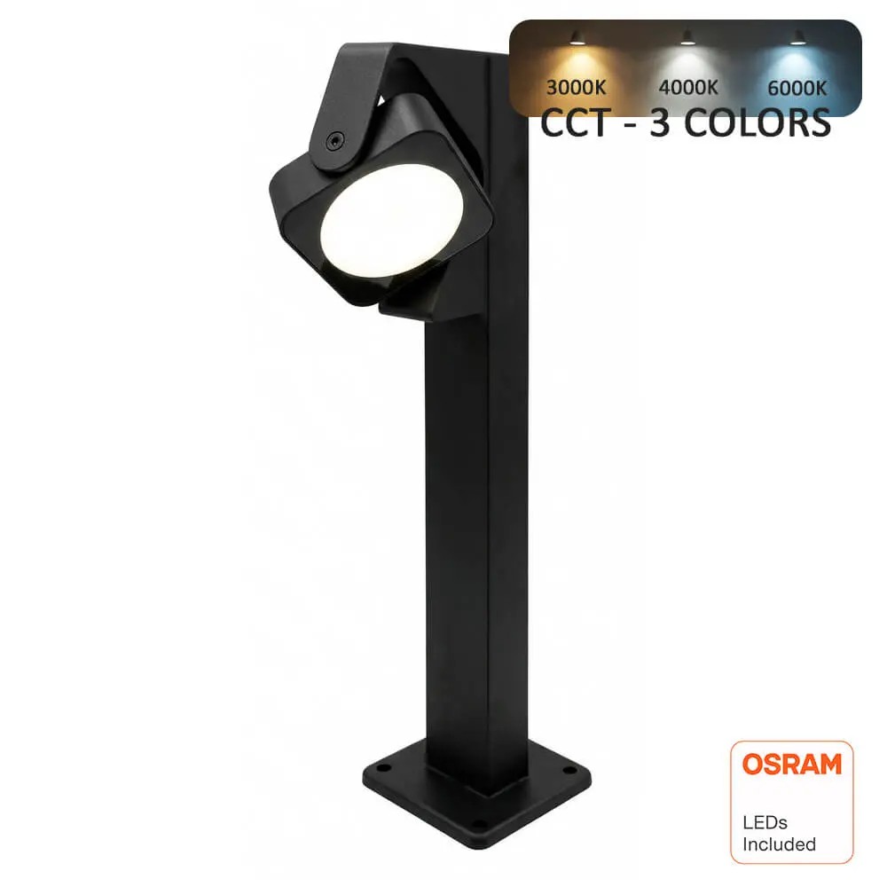 LED Garden Bollard AERO 12W 3CCT Square Adjustable 310° SMD3030 Osram IP65