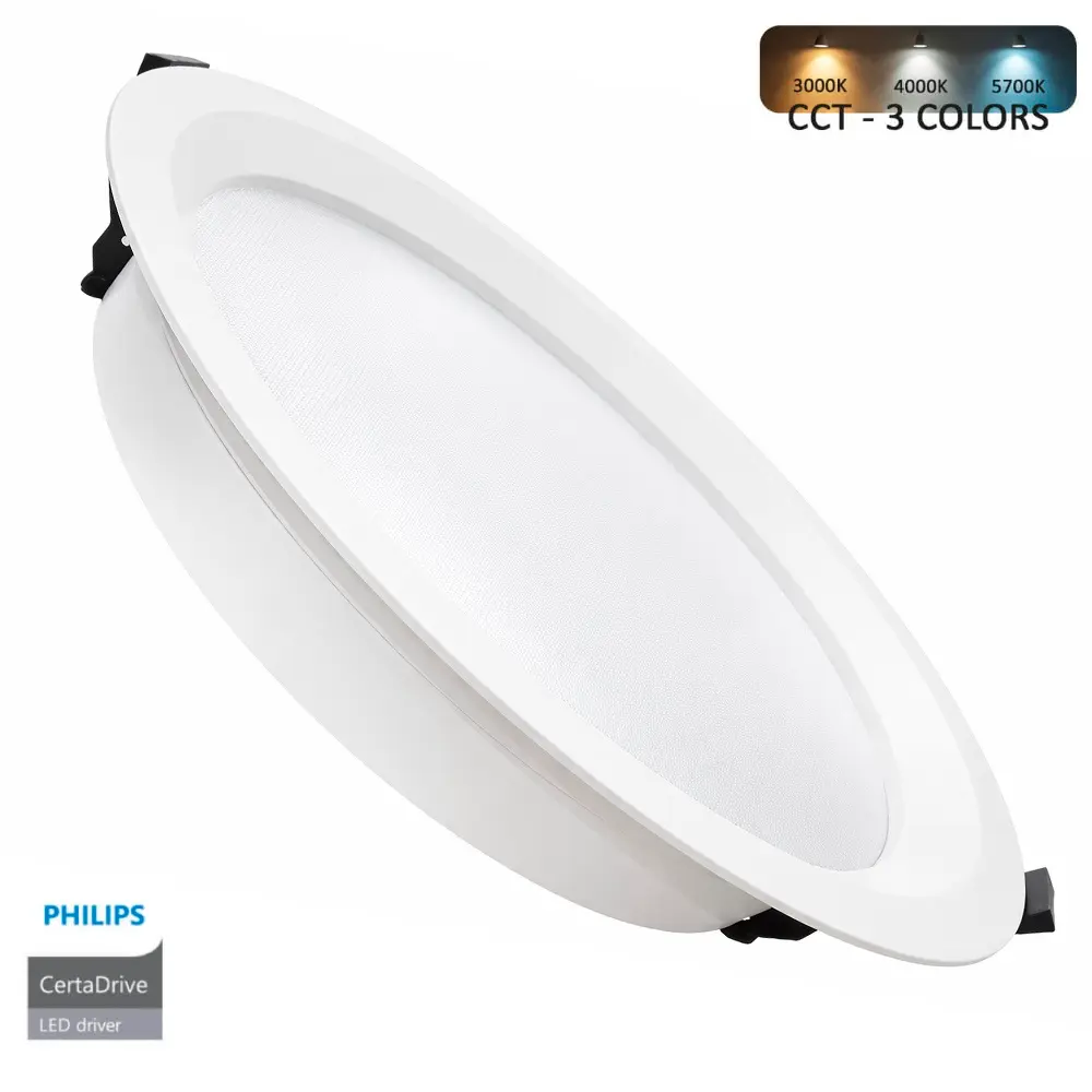 40W LED Downlight Round - Philips CertaDrive - CCT - UGR17- CRI+90  - IP54
