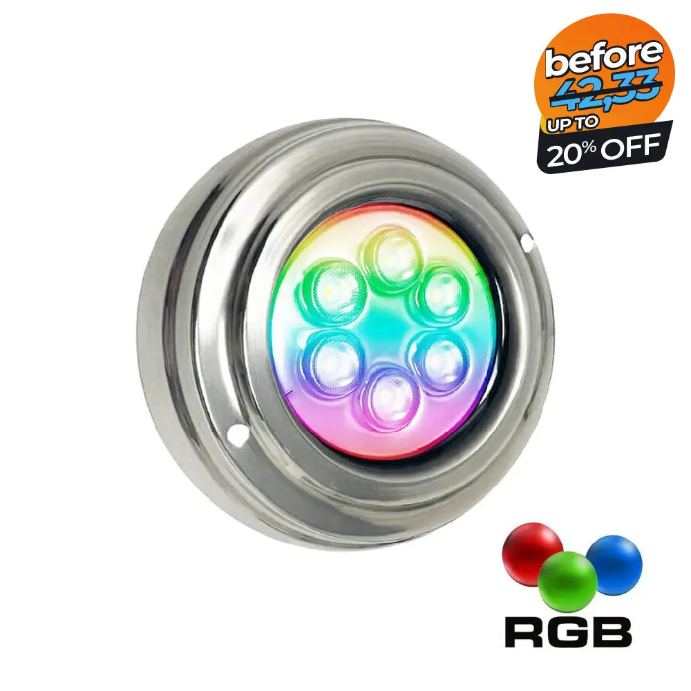Lámpara LED RGB Sumergible 6W - DC12V - IP68 - Acero Inoxidable 316