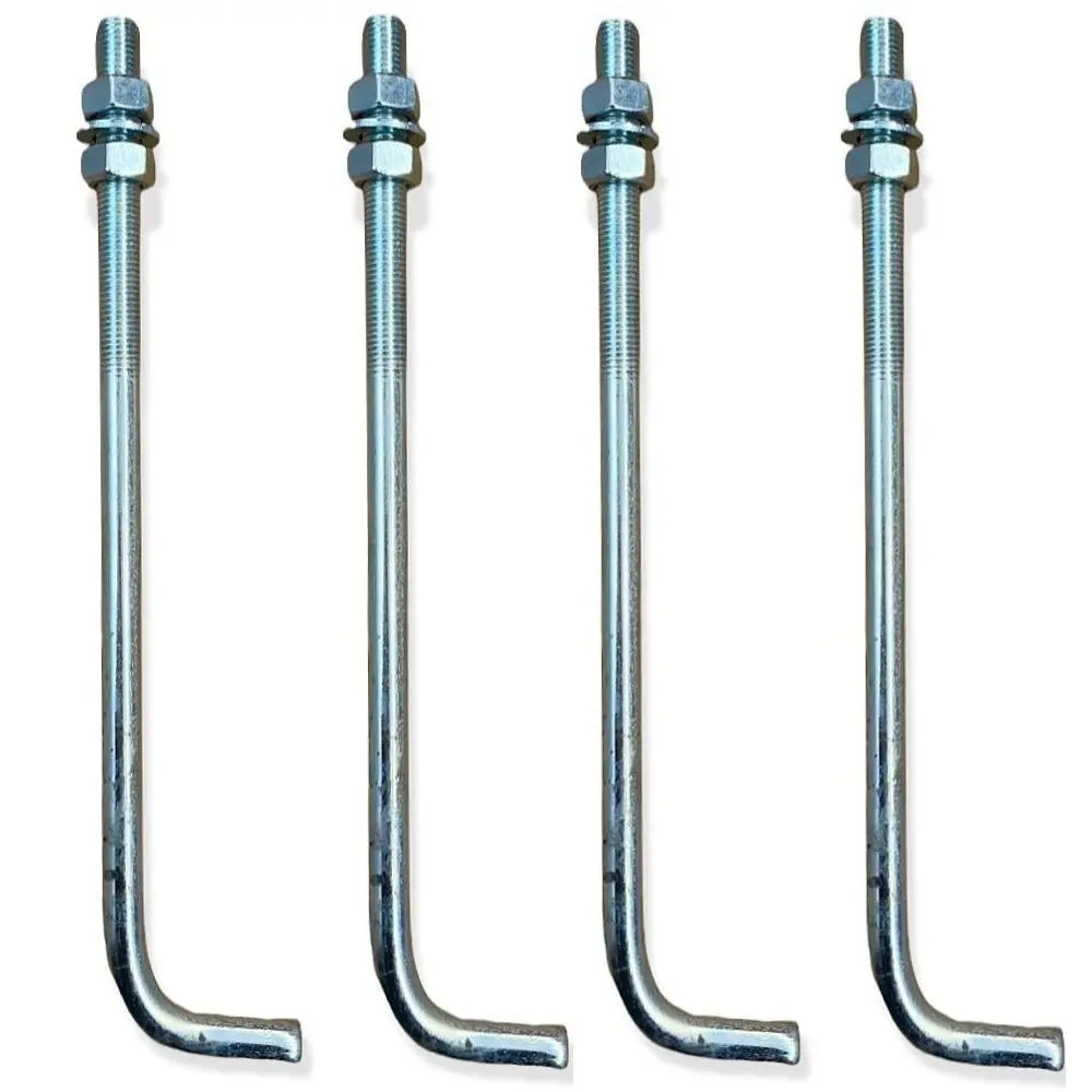 4 Pernos de anclaje para suelo para Columna - Acero Zincado - 16mm