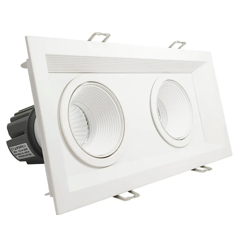 30W LED Downlight - Adjustable - WHITE Double - CRI+92 - UGR13