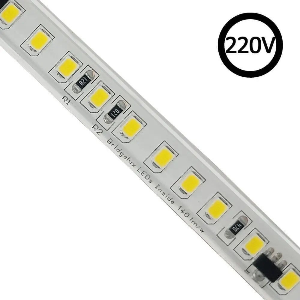 Tira LED 220V | 120xLED/m | 20m | SMD2835 | 1540Lm/M | 14W/M | IP67 | Corte cada 10cm