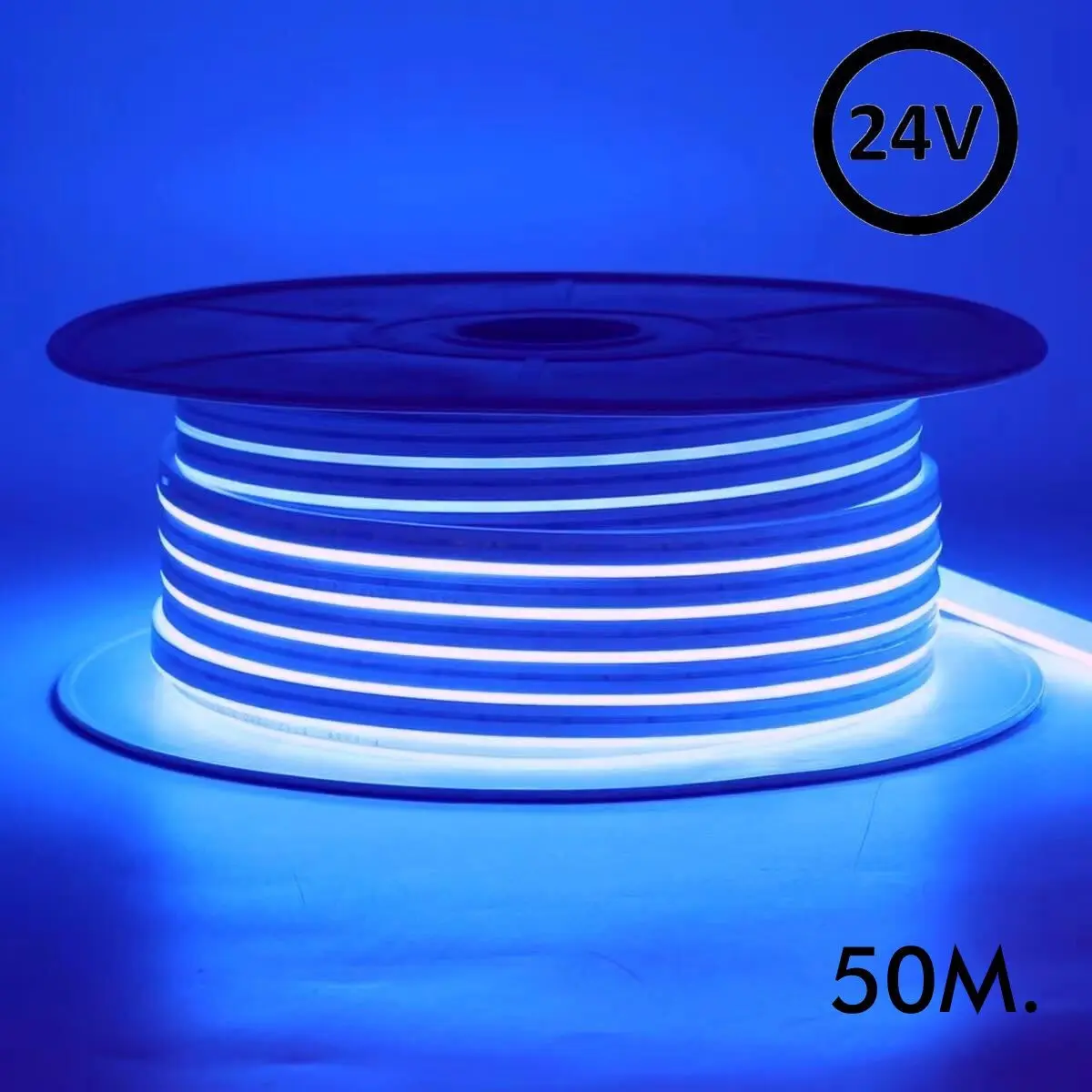 Neón LED Flexible 24V - 8W/m - Bobina 50m - 6x12mm - AZUL