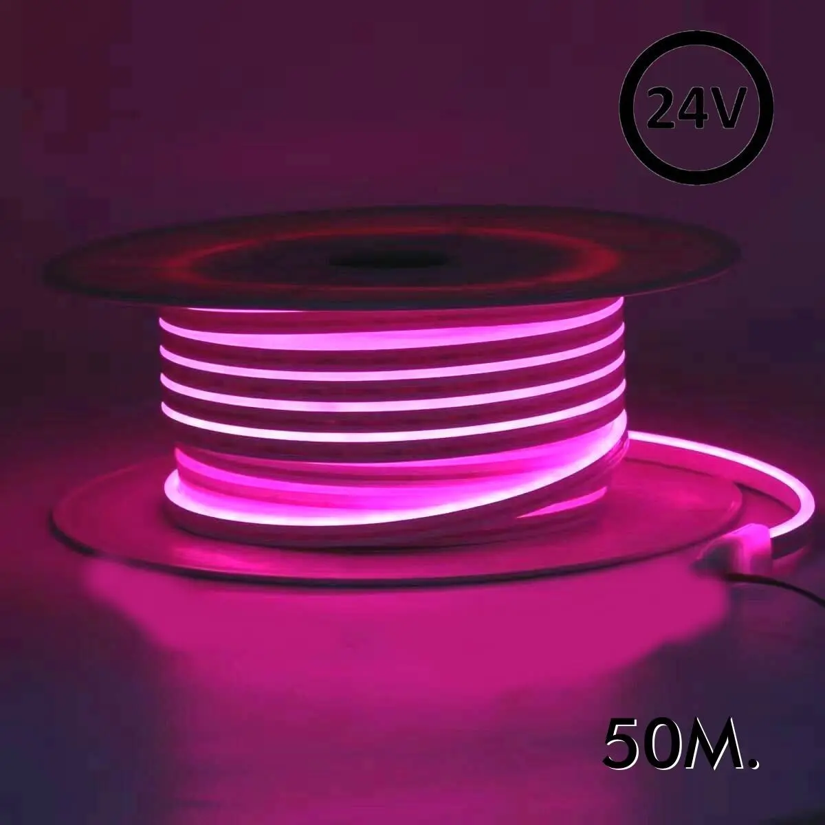 Neón LED Flexible 24V - 8W/m - Bobina 50m - 6x12mm - ROSA
