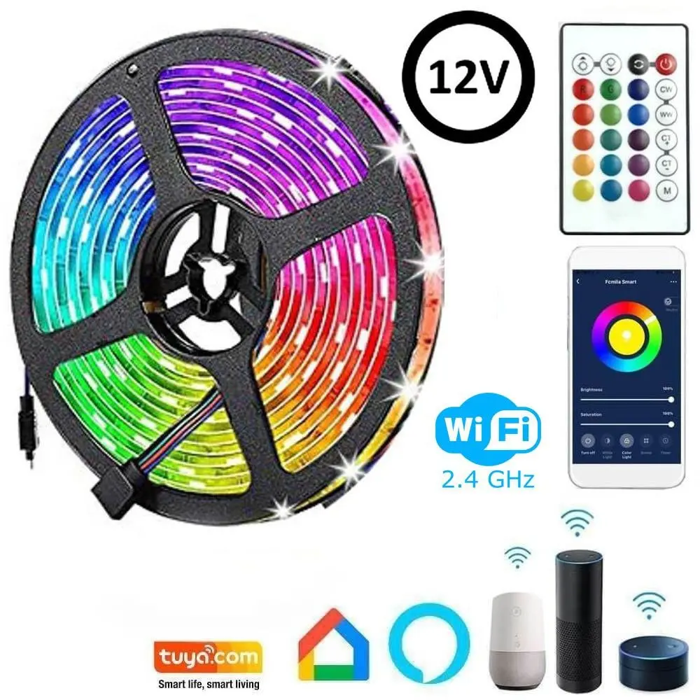 Pack 24W 12V SMART WiFi RGB+CCT LED Strip + Remote Control - Dimmable - SMD5050
