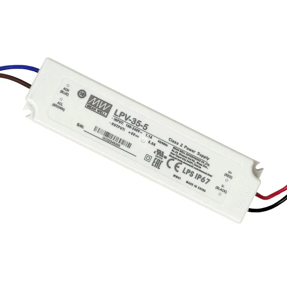 Fuente Alimentación Profesional | 35W | MEAN WELL | Salida 5V DC - 5A | IP67 | TÜV