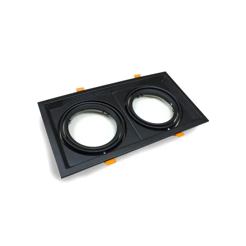 Aro Preto  Downlight Quadrado Basculante paraLED AR111 x2